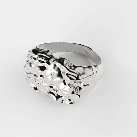 Rock silver ring