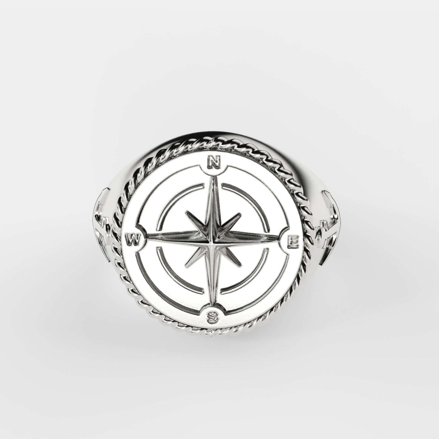 Anillo Coordenadas de plata 925 con diseño de brújula, ideal para un toque elegante y significativo.
