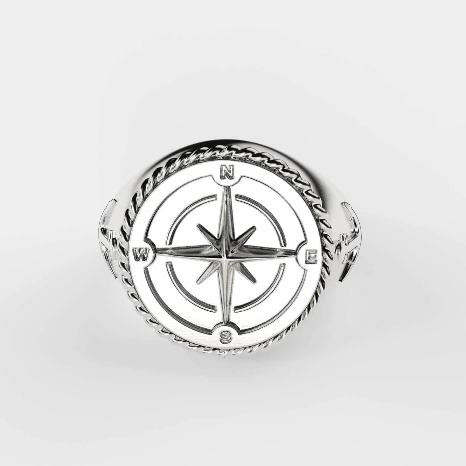 Anillo Coordenadas de plata 925 con diseño de brújula, ideal para un toque elegante y significativo.