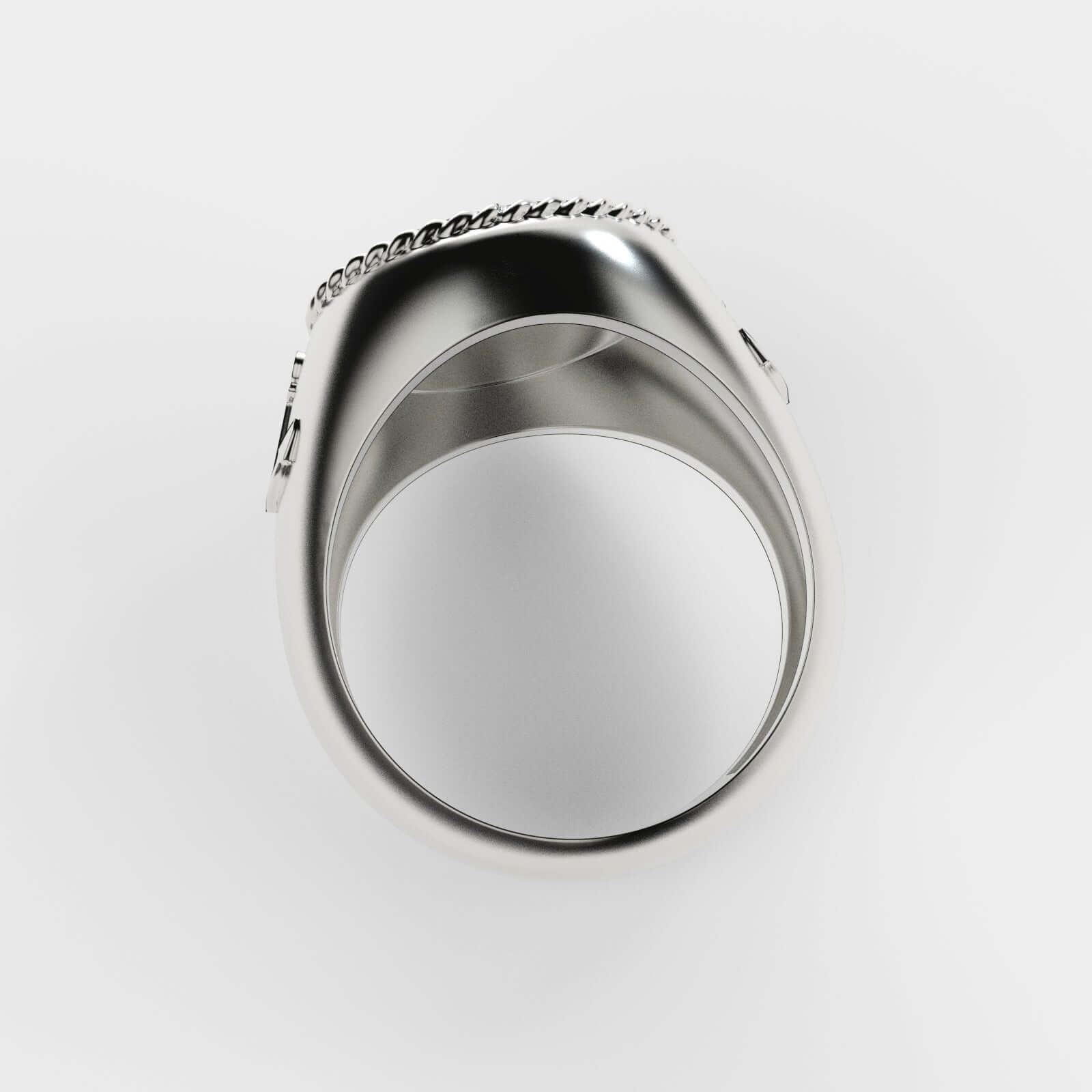 Elegant silver compass ring with anchor design, representing adventure and direction.