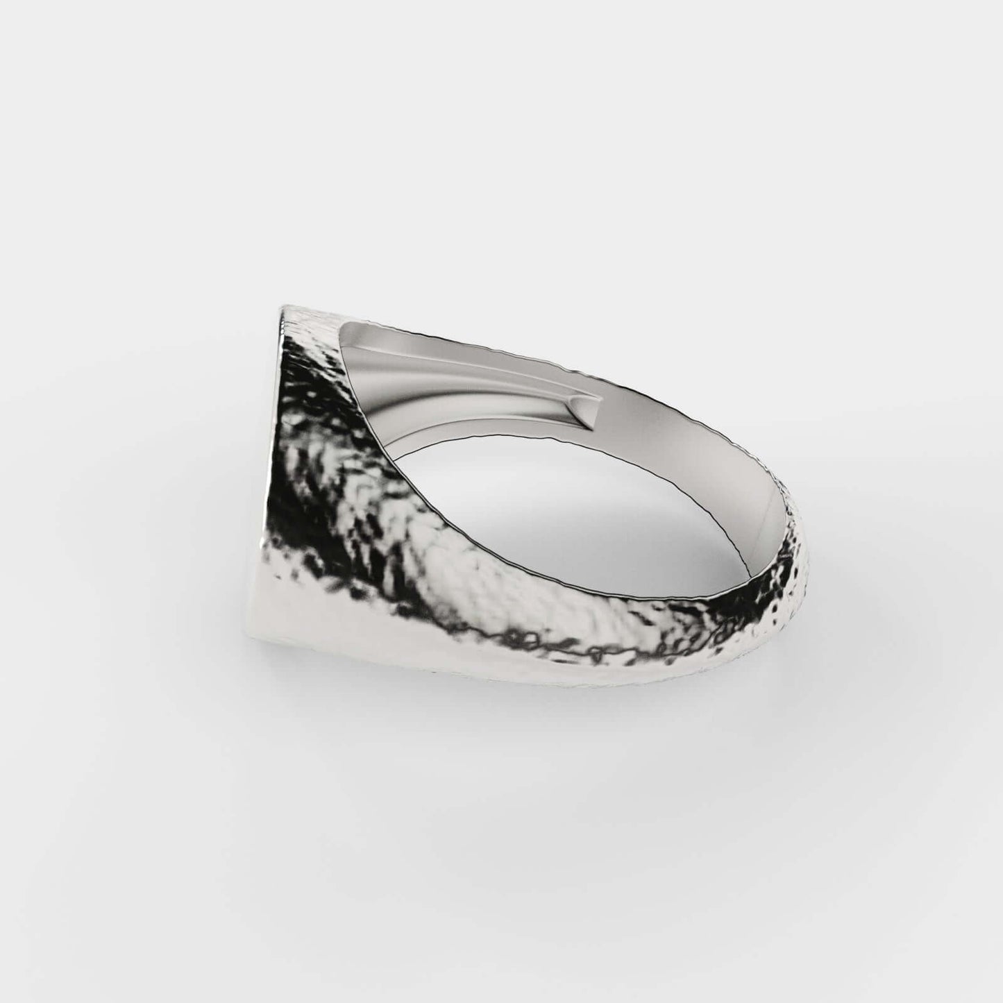 Silver textured signet ring