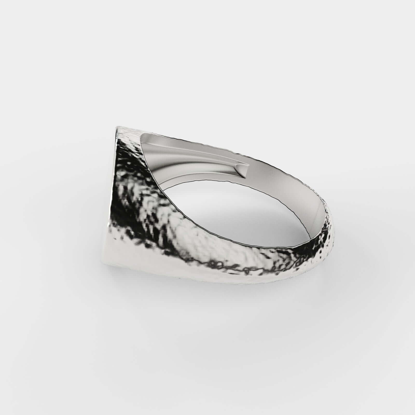 Silver textured signet ring