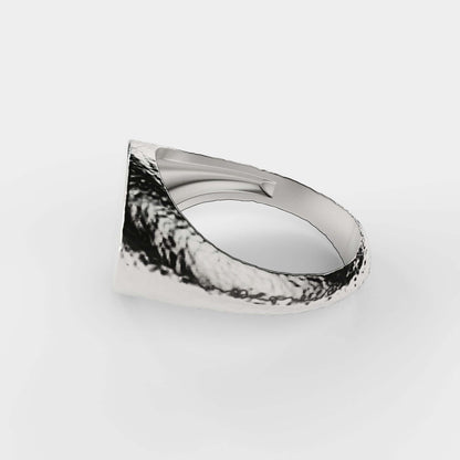 Silver textured signet ring
